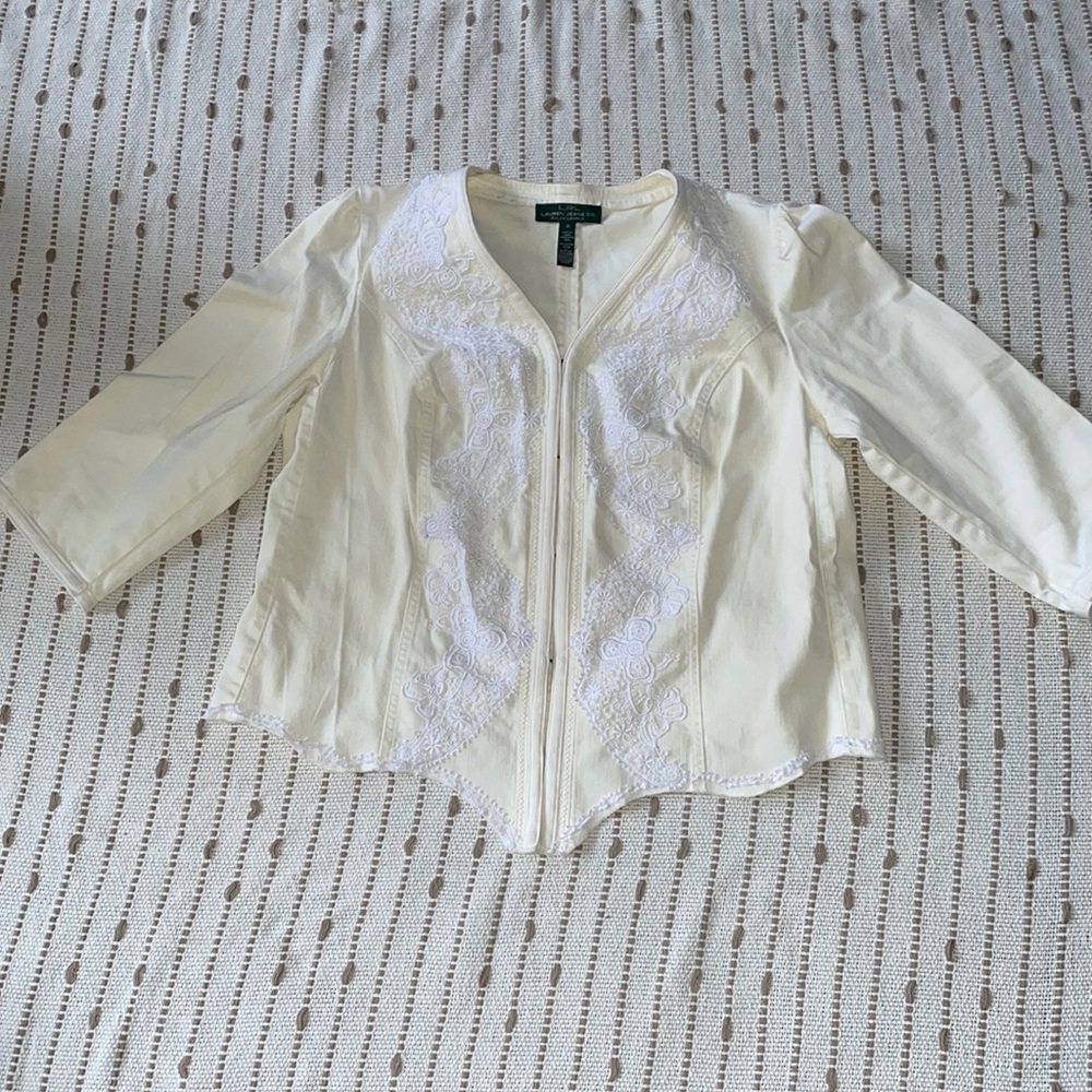 LRL Lauren Jeans Co Off White Denim Jacket